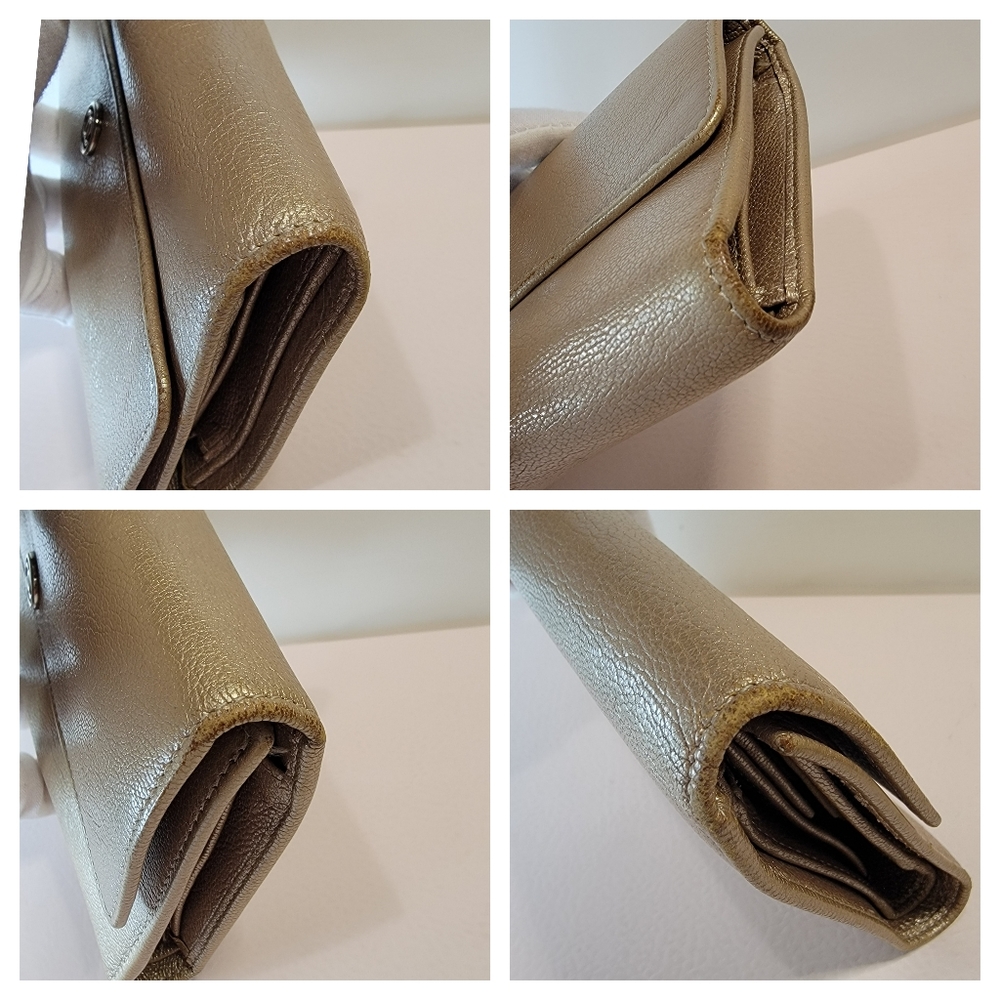 .  CHANEL 💯 Authentic CC Logo Leather Trifold Wallet - Picture 4 of 13
